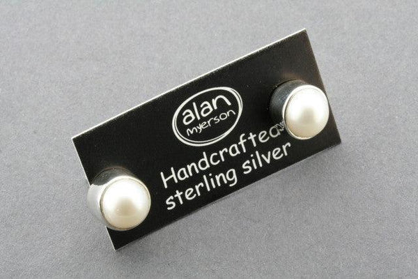 bezel pearl stud - sterling silver - Makers & Providers
