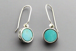 turquoise insert disc earring - sterling silver - Makers & Providers