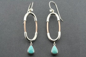 silver / copper hoop with turquoise teardrop - Makers & Providers