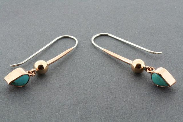 copper & turquoise drop earring