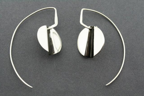 silver disc & groove earring - sterling silver