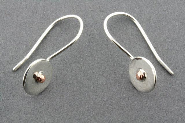 small silver & copper disc earring - sterling silver - Makers & Providers