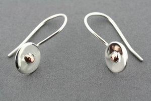 small silver & copper disc earring - sterling silver - Makers & Providers