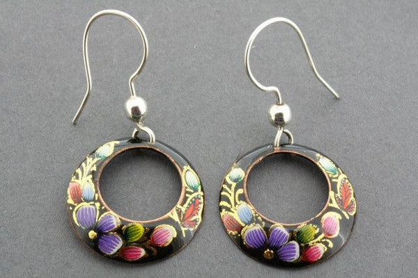 painted copper hoops - large cutout - silver hooks - Makers & Providers
