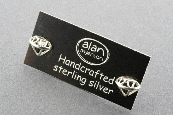 diamond frame stud - sterling silver