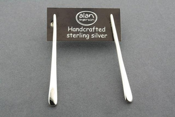 long narrow flattened stud - sterling silver