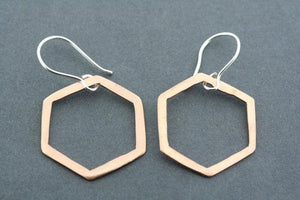 copper hexagon earring - matte - Makers & Providers