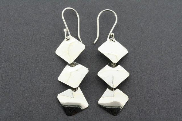 3 x convex diamond drop earring - sterling silver