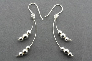 2 x 3 ball bead curve drop earring - sterling silver - Makers & Providers