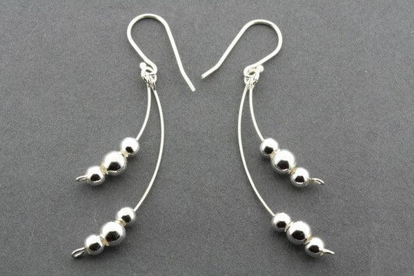 2 x 3 ball bead curve drop earring - sterling silver - Makers & Providers