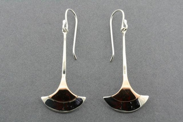 copper & silver long shield drop earring
