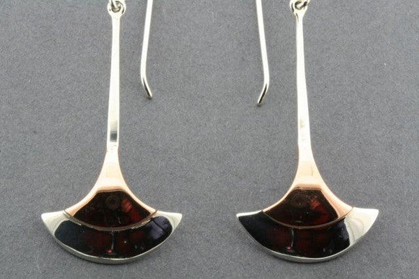 copper & silver long shield drop earring