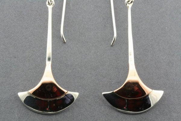 copper & silver long shield drop earring - Makers & Providers