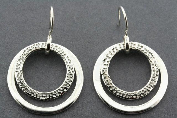 2 Loop Textured Earring - sterling silver