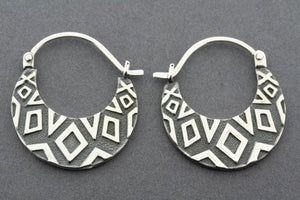 ox & polished pattern hoop - sterling silver - Makers & Providers