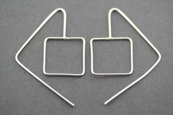 fixed square earring - sterling silver