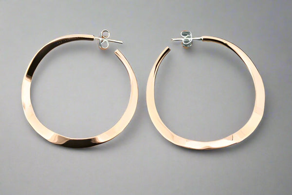 copper circular curved hoop stud - polished - Makers & Providers