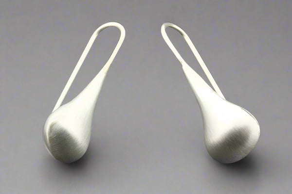 teardrop hook earring - matte - sterling silver - Makers & Providers