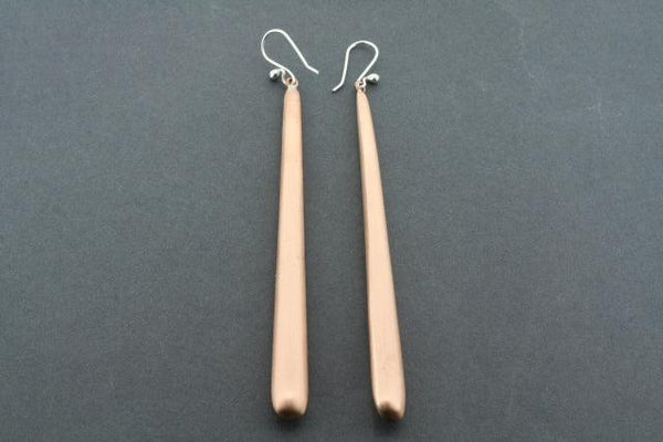long tubular brushed copper earring - Makers & Providers