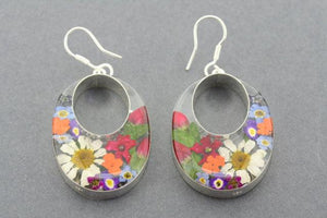 Flower in resin earring - large cutout oval - Makers & Providers