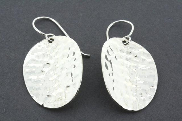 concave hammerred oval earrings - sterling silver - Makers & Providers