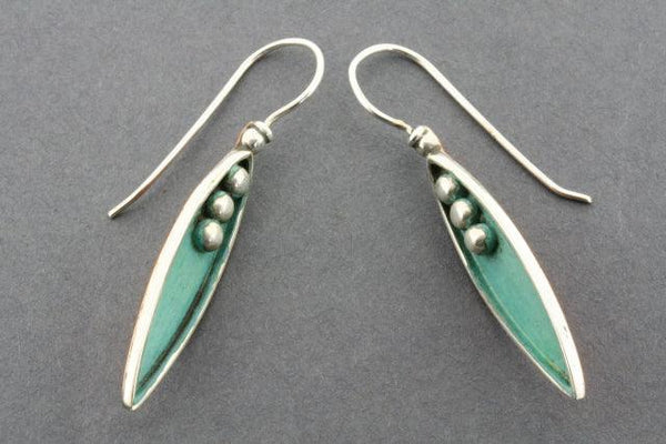 patina spear with 3 beads earring - Makers & Providers