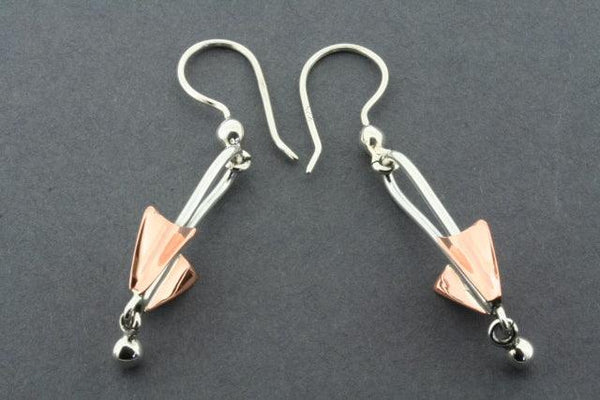 silver and copper arrow drop with bead earring - Makers & Providers