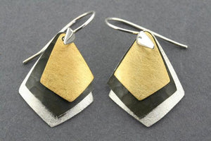textured/ox/gold 3 layered diamond earring - Makers & Providers