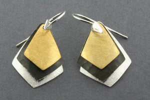 textured/ox/gold 3 layered diamond earring - Makers & Providers