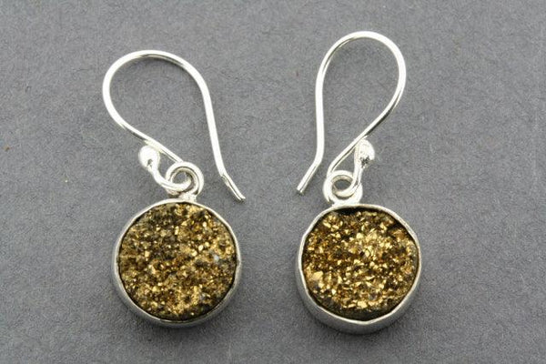 pyrite druzy earring - sterling silver