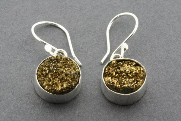 pyrite druzy earring - sterling silver