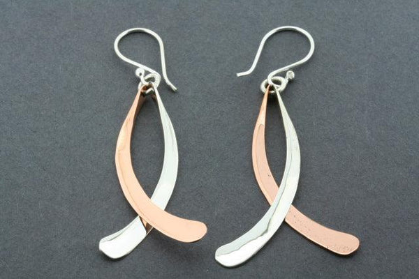 copper & silver curved drop earring - Makers & Providers