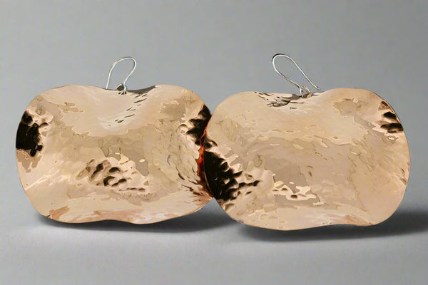 xl cirle wavy/battered copper earrings - Makers & Providers