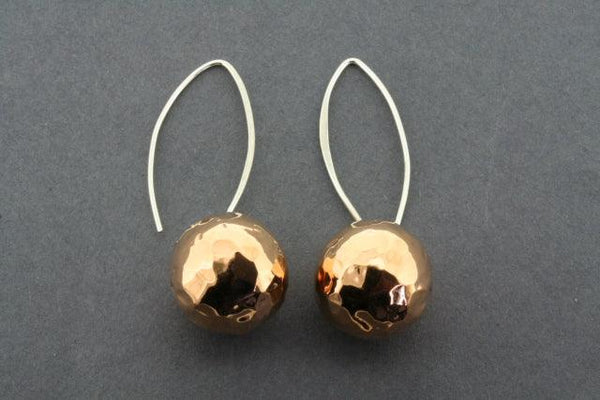 16mm Copper Ball and Silver Battered earrings