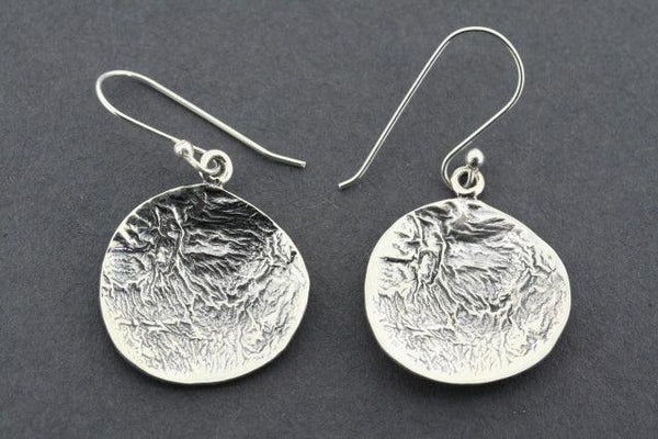 concave distressed earring - sterling silver