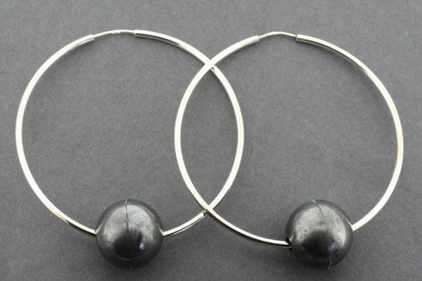 Large hoop with ox ball earrings - sterling silver
