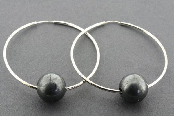 Large hoop with ox ball earrings - sterling silver - Makers & Providers