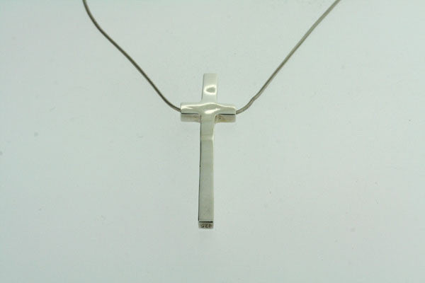 long cross pendant on snake chain