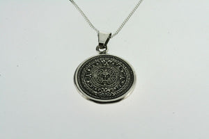 mayan calendar pendant on 55cm chain - sterling silver - Makers & Providers