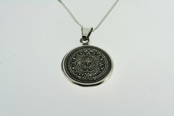 Aztec calendar 2025 pendant silver