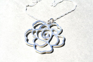 flat rose pendant on 55cm singapore chain - Makers & Providers