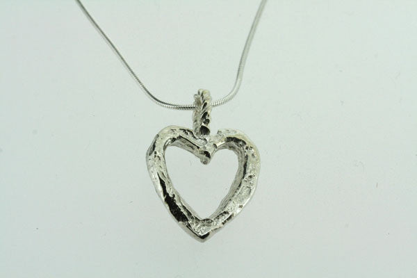 textured tubular heart pendant on 45cm snake chain - Makers & Providers