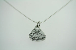 floral bird pendant - small on 55cm ball chain - Makers & Providers