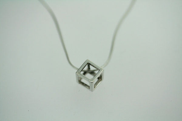 small cube pendant on 45cm snake chain - Makers & Providers