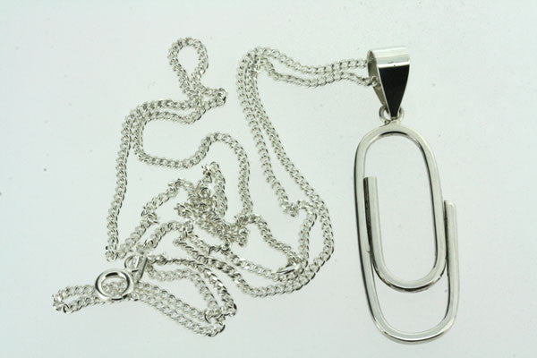 paperclip pendant on 55cm link chain