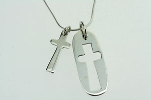 cross pendant and cutout on 50cm snake chain - Makers & Providers