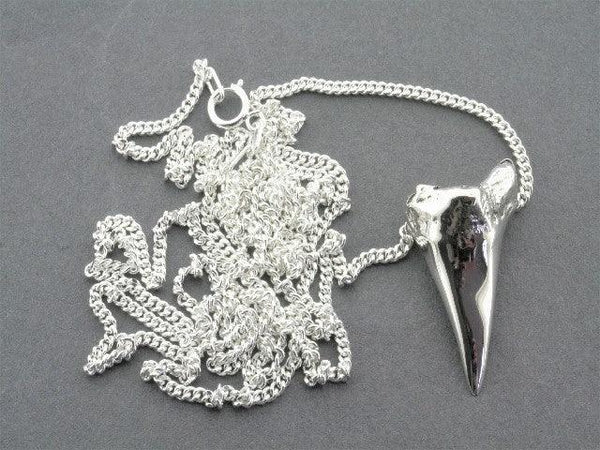 silver shark tooth pendant on 80 cm link chain