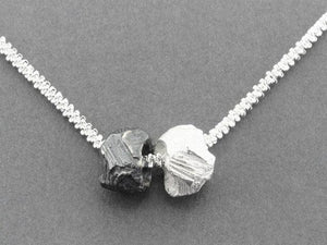 faceted pendant - silver and oxidized silver on 45 cm chain - Makers & Providers