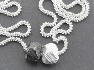 faceted pendant - silver and oxidized silver on 45 cm chain - Makers & Providers