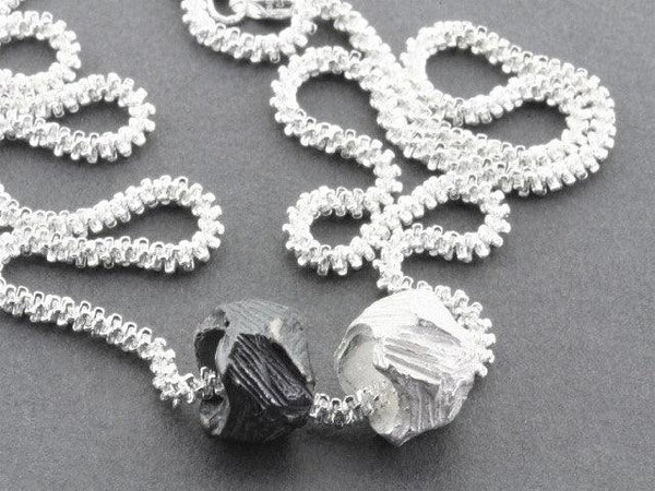 faceted pendant - silver and oxidized silver on 45 cm chain - Makers & Providers